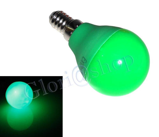LAMPADINA LED LUCE VERDE 4W E14  . LAMPADA SFERA LUCI COLORI LAMPADINE DECORAZIONI