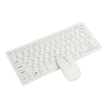 MINI TASTIERA MOUSE WIRELESS 2,4 GHZ COMBO KIT SENZA FILI PER PC DESKTOP BIANCO