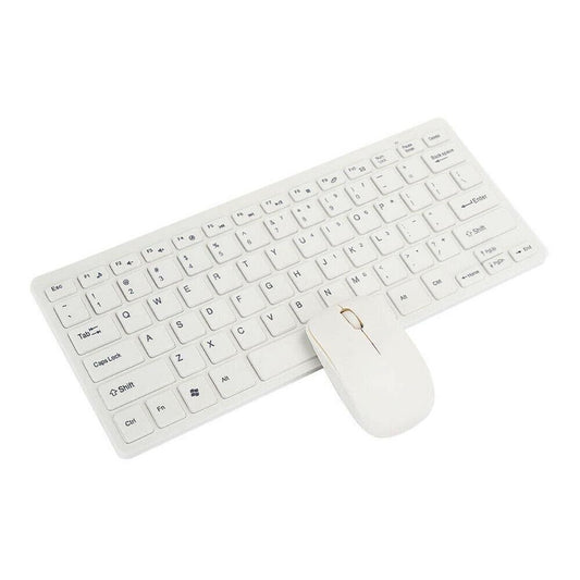 MINI TASTIERA MOUSE WIRELESS 2,4 GHZ COMBO KIT SENZA FILI PER PC DESKTOP BIANCO