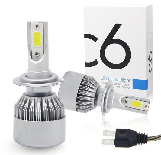 COPPIA LAMPADINE KIT FARI AUTO C6 H7 36 W LAMPADA COB LAMPADINA LED LUCE BIANCA