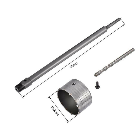 FRESA A TAZZA 100 MM ASTA PROLUNGA 50 CM PER TRAPANO ATTACCO SDS PLUS