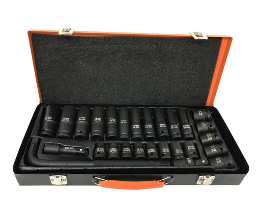 KIT 27 BUSSOLE E ADATTATORI PER AVVITATORE PNEUMATICO 1/2" ADATTATORE A L 10"