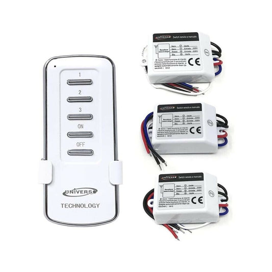 TELECOMANDO WIRELESS SWITCH 3 CANALI CENTRALINA CONTROLLO LUCI A DISTANZA 25 MT