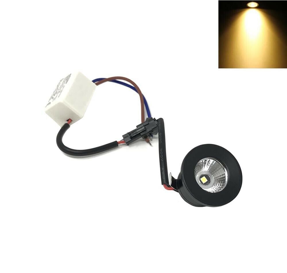 FARETTO LED 1W A INCASSO MINI PUNTO LUCE CALDA 3000 K BORDO NERO