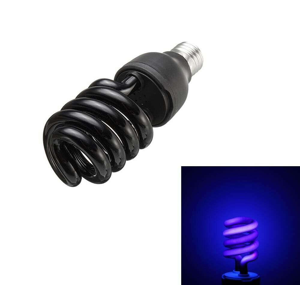 LAMPADINA E27 A SPIRALE LUCE NERA UV 28W E 27 EFFETTO FLUORESCENTE DA DISCOTECA