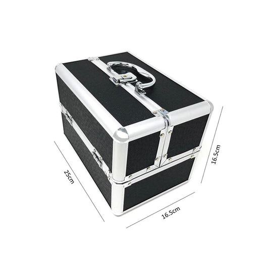 VALIGETTA 4 CASSETTI PORTA COSMETICI TRUCCO MAKE UP BAULETTO BEAUTY CASE NERO