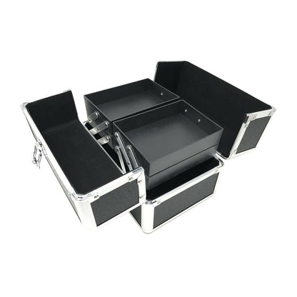 VALIGETTA 4 CASSETTI PORTA COSMETICI TRUCCO MAKE UP BAULETTO BEAUTY CASE NERO