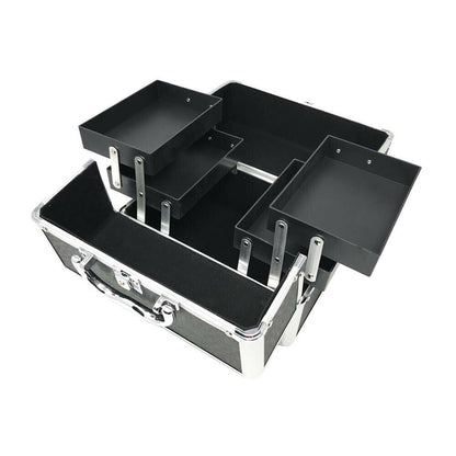 VALIGETTA 4 CASSETTI PORTA COSMETICI TRUCCO MAKE UP BAULETTO BEAUTY CASE NERO