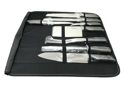 SET COLTELLI DA CUCINA 8 PEZZI IN ACCIAIO AFFILA COLTELLO TAGLIA PANE CARNE