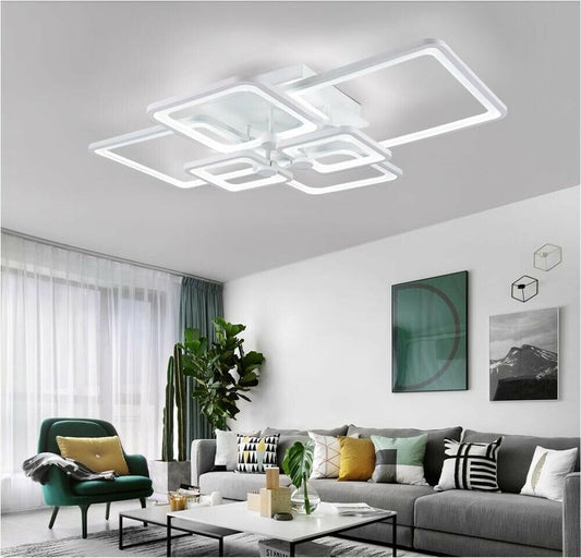 PLAFONIERA LED LUCE BIANCA 6500K LAMPADARIO 6 QUADRATI 70 WATT QUADRATO MODERNO