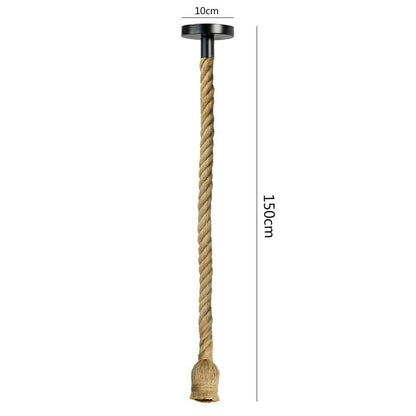 PORTALAMPADA IN CANAPA LAMPADARIO CORDA 150 CM PORTA LAMPADINA E27 X NEGOZIO BAR
