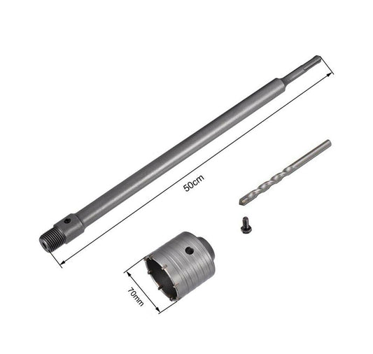 FRESA A TAZZA 70 MM ASTA PROLUNGA 50 . CM PER TRAPANO ATTACCO SDS PLUS