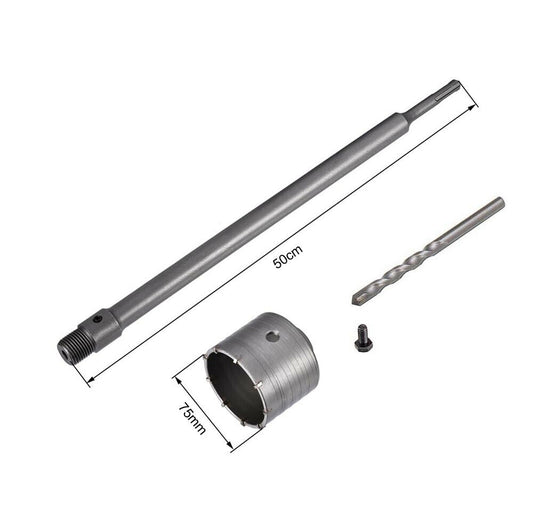 FRESA A TAZZA 75 MM ASTA PROLUNGA 50 . CM PER TRAPANO ATTACCO SDS PLUS