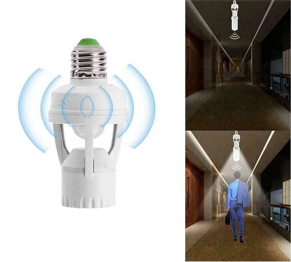 PORTALAMPADA E27 CON SENSORE RILEVA MOVIMENTO RILEVATORE 360°