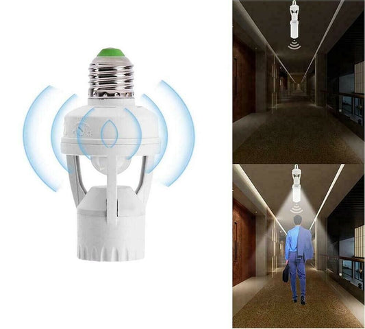 PORTALAMPADA E27 CON SENSORE RILEVA MOVIMENTO RILEVATORE 360°