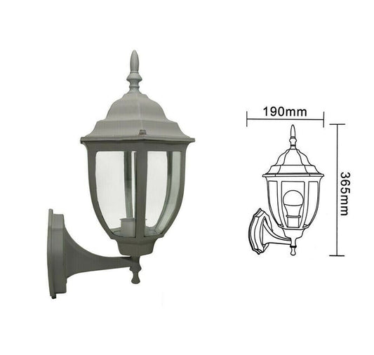 LANTERNA DA GIARDINO LAMPADA A PARETE GRIGIO APPLIQUE PER ESTERNO STILE ANTICO