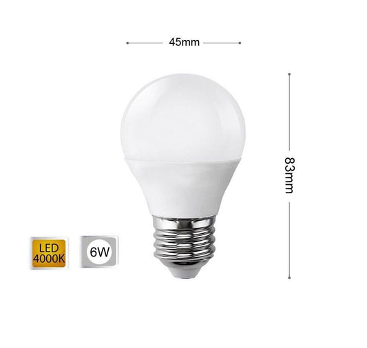 LAMPADINA LED 6 W LAMPADINE A SFERA LUCE NATURALE E27 6W G45