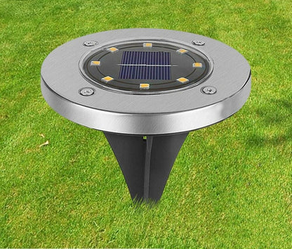 4 FARETTI PANNELLO SOLARE DA GIARDINO 8 LED LUCE BIANCA PICCHETTO SEGNAPASSI