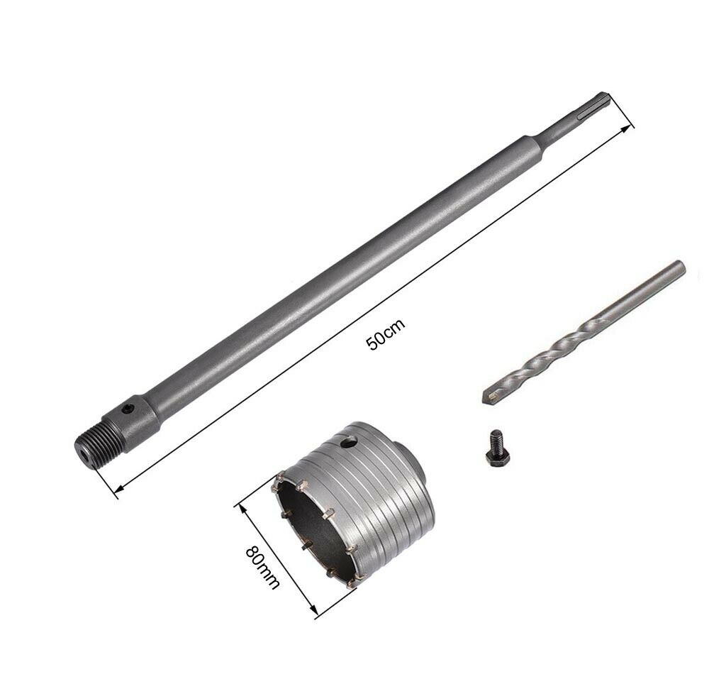 FRESA A TAZZA 80 MM ASTA PROLUNGA 50 CM PER TRAPANO ATTACCO SDS PLUS