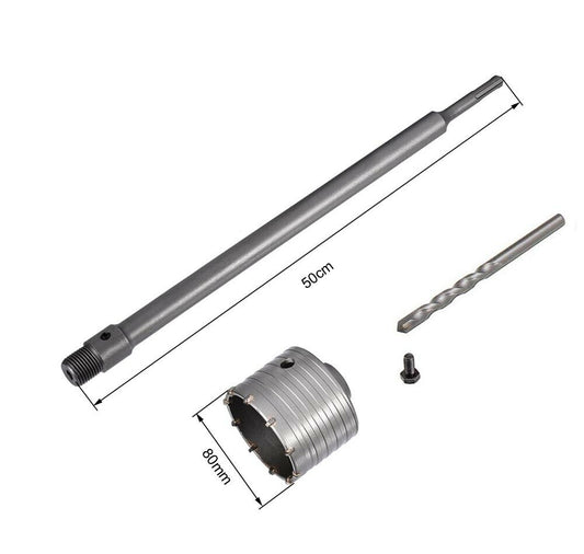 FRESA A TAZZA 80 MM ASTA PROLUNGA 50 CM PER TRAPANO ATTACCO SDS PLUS