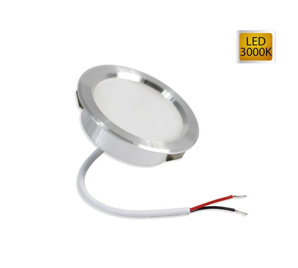 FARETTO LED 3 W LUCE CALDA A INCASSO ROTONDO OPACO BORDO ARGENTO P60-C