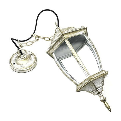 LAMPADARIO A SOSPENSIONE LANTERNA LAMPIONCINO PER INTERNO ESTERNO BIANCO - ORO