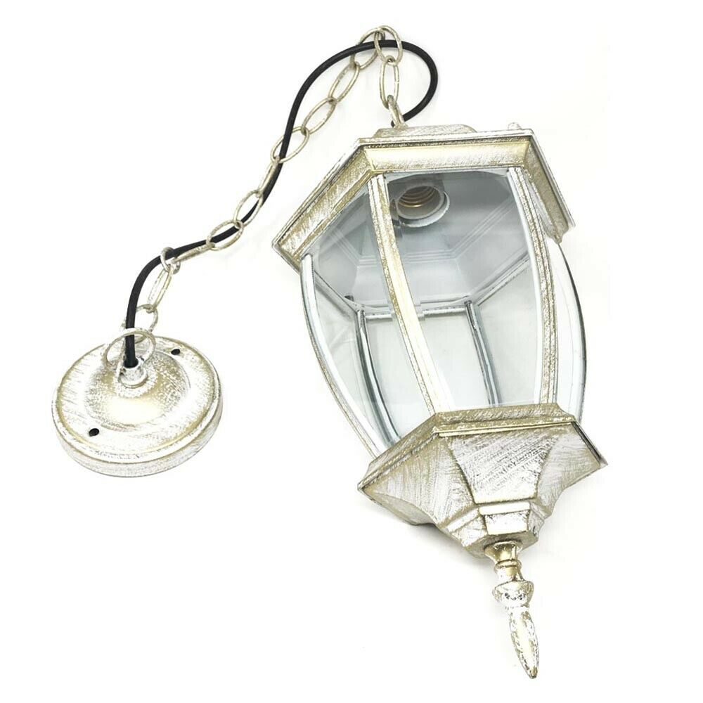 LAMPADARIO A SOSPENSIONE LANTERNA LAMPIONCINO PER INTERNO ESTERNO BIANCO - ORO