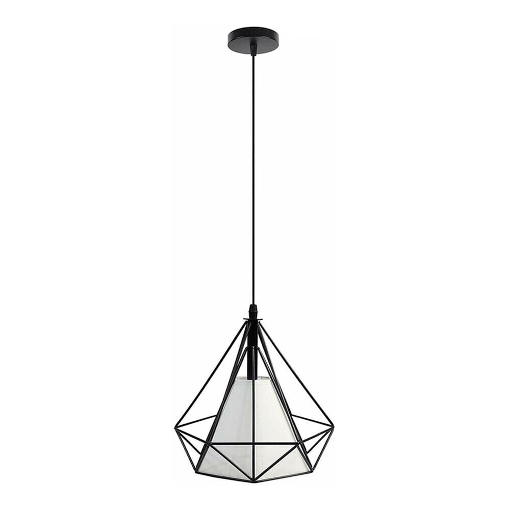 LAMPADARIO DA SOFFITTO A SOSPENSIONE PORTALAMPADA E27 FORMA DIAMANTE NERO E20-N