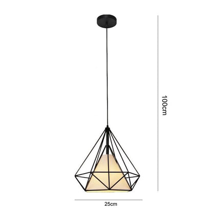 LAMPADARIO DA SOFFITTO A SOSPENSIONE PORTALAMPADA E27 FORMA DIAMANTE NERO E20-N